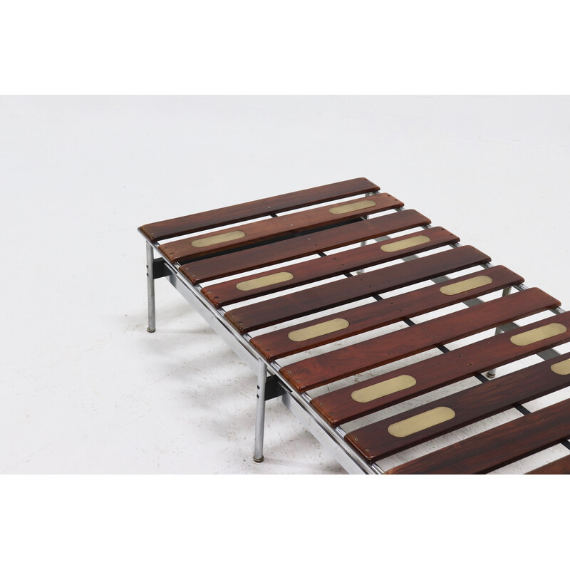 Vintage solid rosewood, steel and cuir daybed "416" by Kho Liang le for Artifort, 1950
