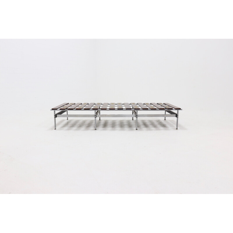 Vintage solid rosewood, steel and cuir daybed "416" by Kho Liang le for Artifort, 1950