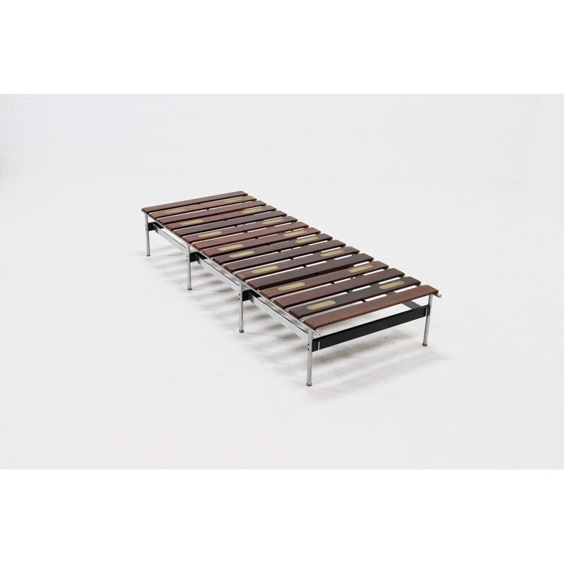 Vintage solid rosewood, steel and cuir daybed "416" by Kho Liang le for Artifort, 1950