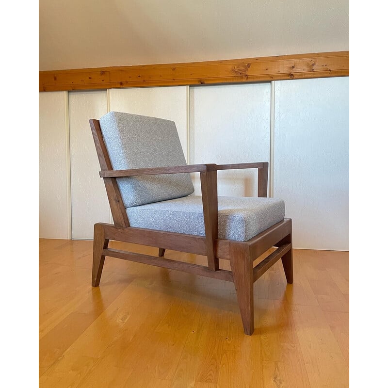 Vintage oakwood armchair by René Gabriel
