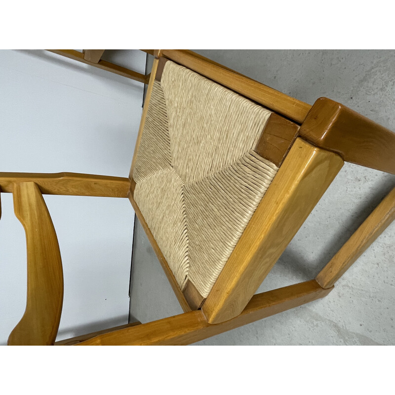 Set van 5 vintage rieten stoelen in iepenhout van Regain