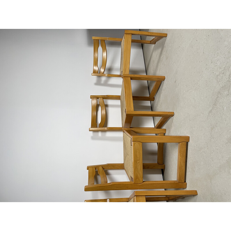 Set di 5 sedie impagliate vintage in olmo di Regain