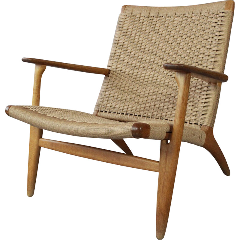 Fauteuil vintage en chêne massif "Ch25" par Hans J Wegner pour Carl Hansen et Son, Danemark 1960