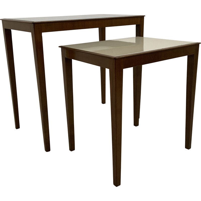 Vintage teak and opaline nesting tables, 1960