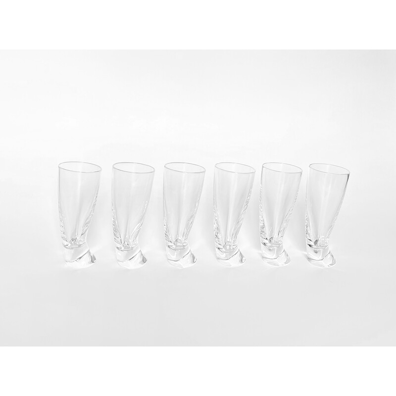 Set of 6 vintage 'Touch Glass' liqueur glasses by Angelo Mangiarotti for Cristalleria Colle, 1991