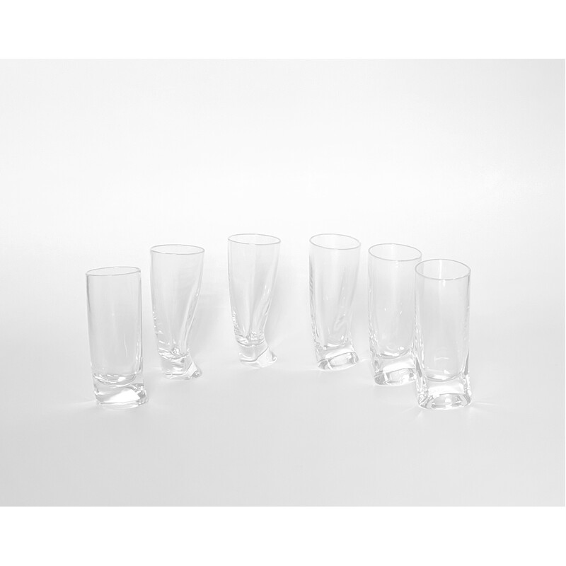Conjunto de 6 copos de licor "Touch Glass" de Angelo Mangiarotti para Cristalleria Colle, 1991