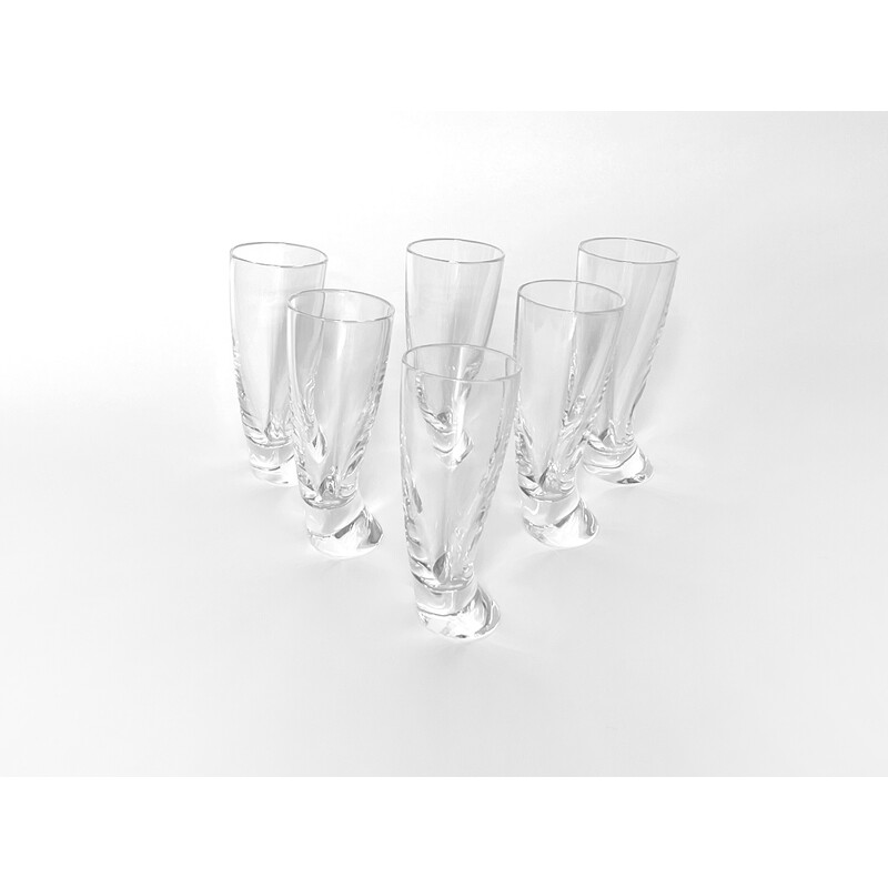 Set of 6 vintage 'Touch Glass' liqueur glasses by Angelo Mangiarotti for Cristalleria Colle, 1991