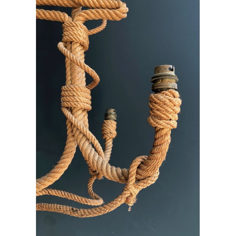 Vintage rope chandelier representing an anchor by Audoux Minet, 1950