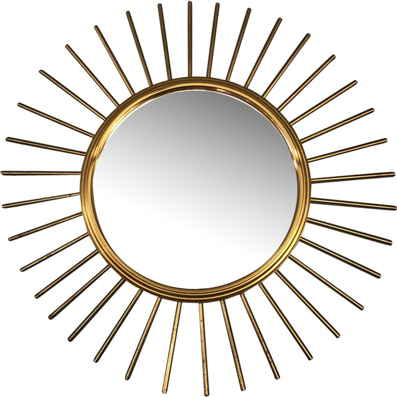 Gilded metal sun mirror - 1950s