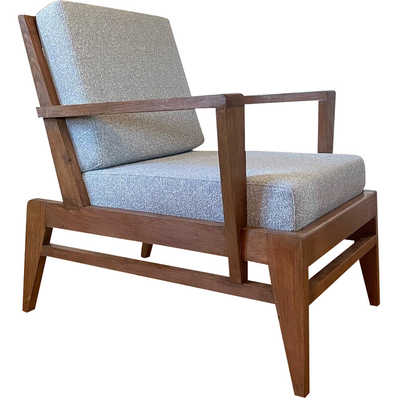Vintage oakwood armchair by René Gabriel