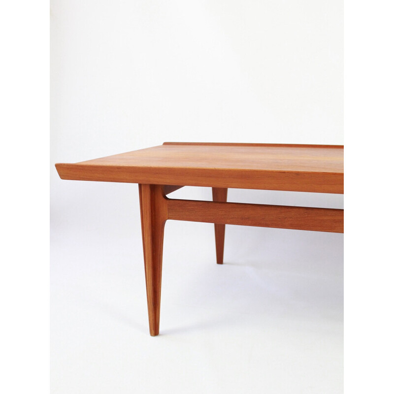 Mesa de centro vintage de teca maciza de Finn Juhl para France and Son, Dinamarca 1950