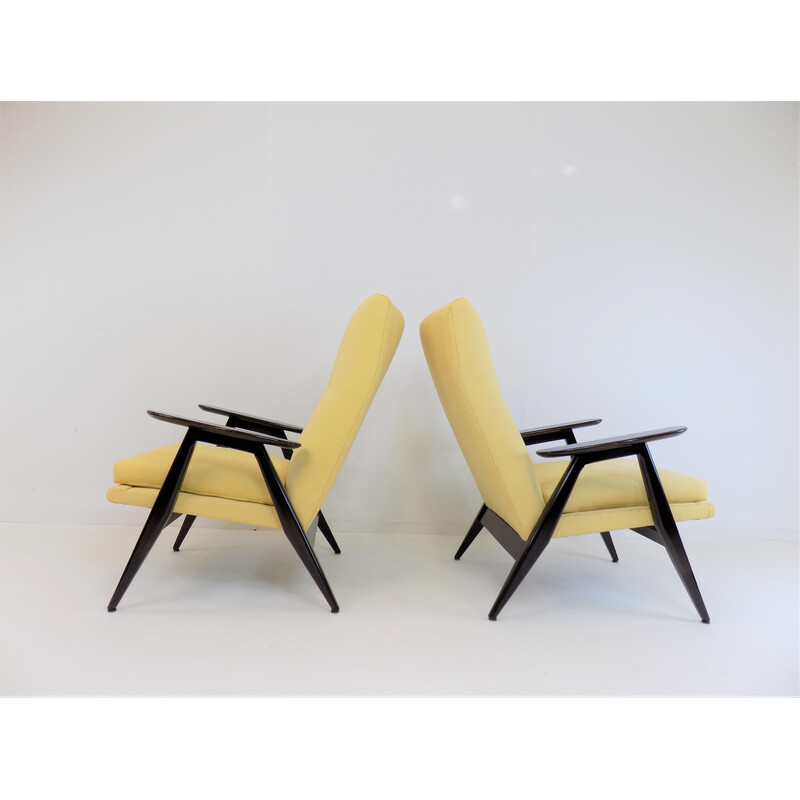 Pair of vintage wooden frames armchairs "Sk640" by Pierre Guariche for Steiner, France 1950