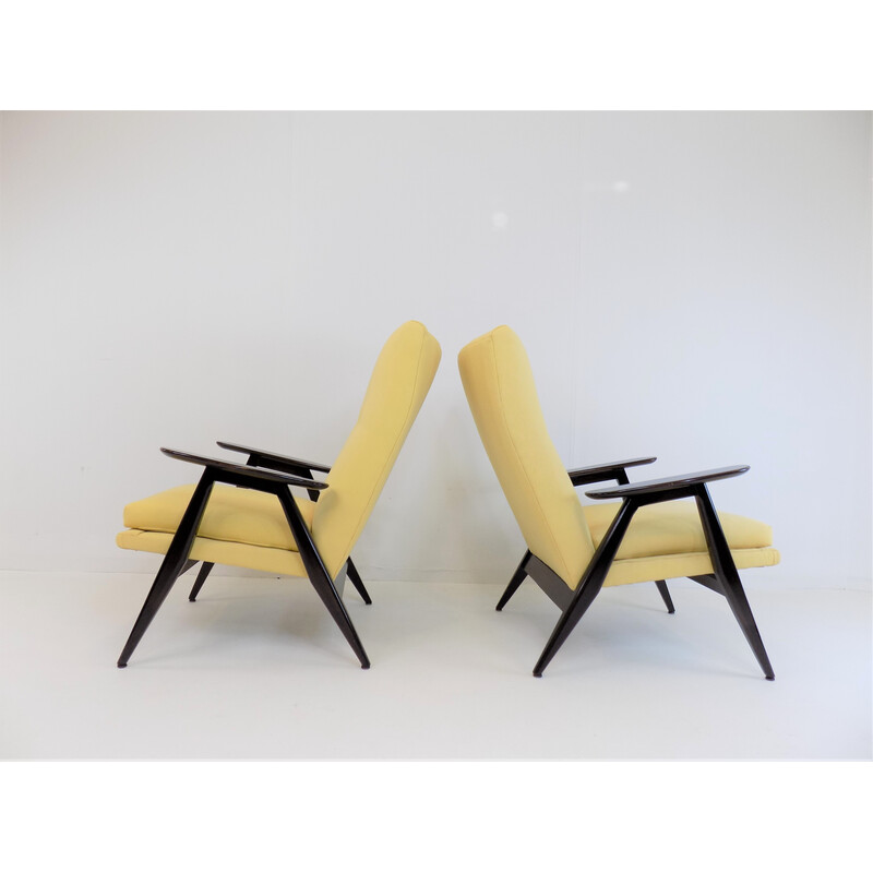 Pareja de sillones vintage con armazón de madera "Sk640" de Pierre Guariche para Steiner, Francia 1950