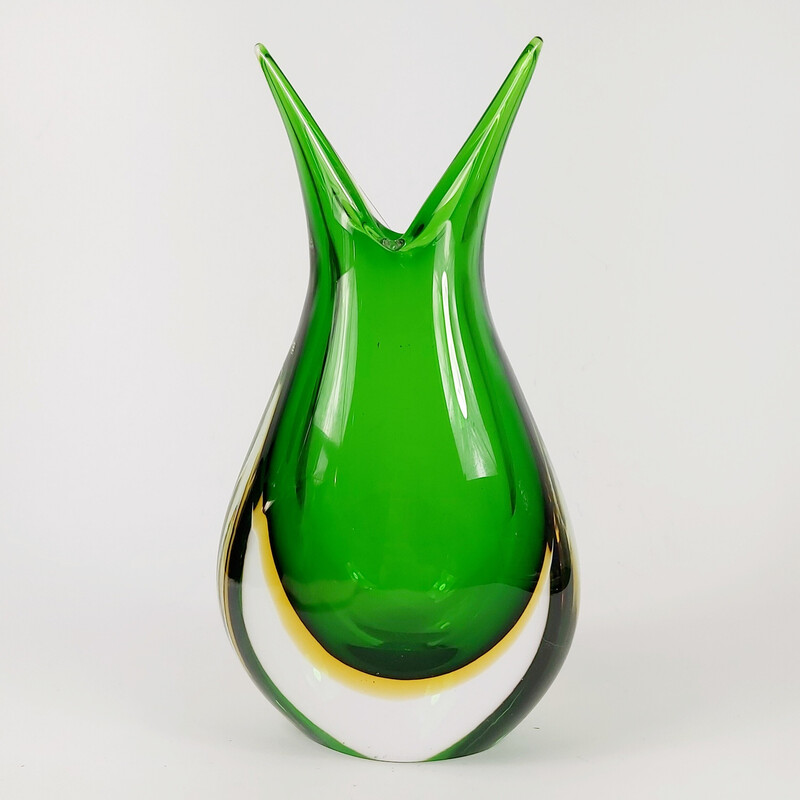 Paire de vases vintage en verre de Murano "Sommerso" par Flavio Poli, Italie 1960