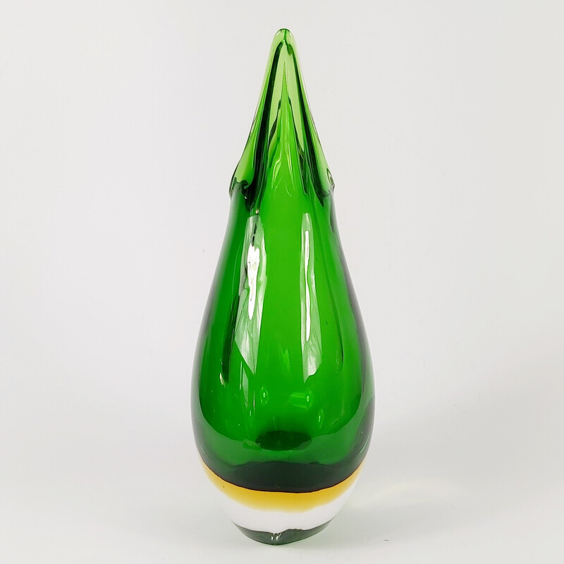Pareja de jarrones vintage de cristal de Murano "Sommerso" de Flavio Poli, Italia 1960