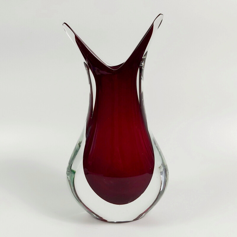 Paire de vases vintage en verre de Murano "Sommerso" par Flavio Poli, Italie 1960