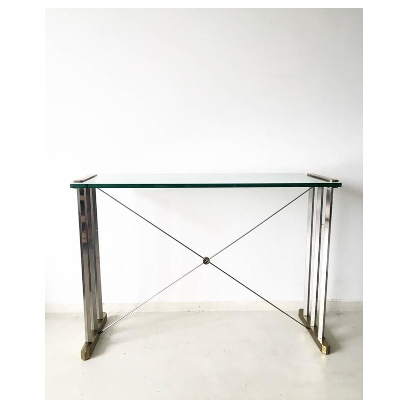 Brass and steel console by Peter Ghyczy - 1990s