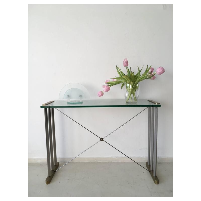 Brass and steel console by Peter Ghyczy - 1990s