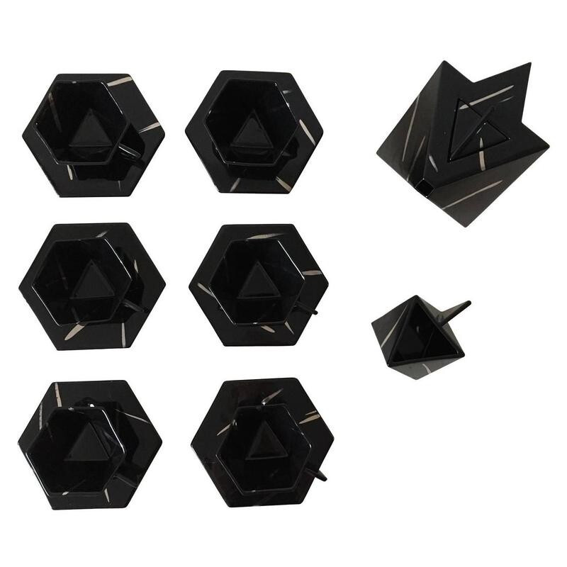 Conjunto de chá geométrico Vintage em formas hexagonais e triangulares, 1980