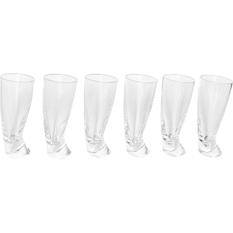 Ensemble de 6 verres à liqueur vintage "Touch Glass" d'Angelo Mangiarotti pour Cristalleria Colle, 1991