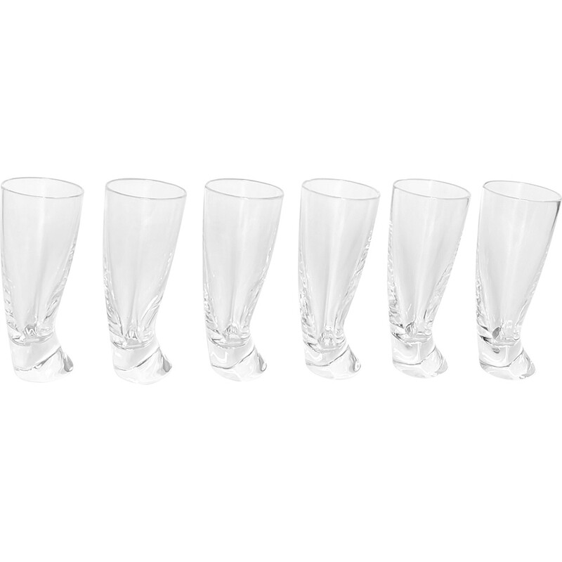 Set of 6 vintage 'Touch Glass' liqueur glasses by Angelo Mangiarotti for Cristalleria Colle, 1991