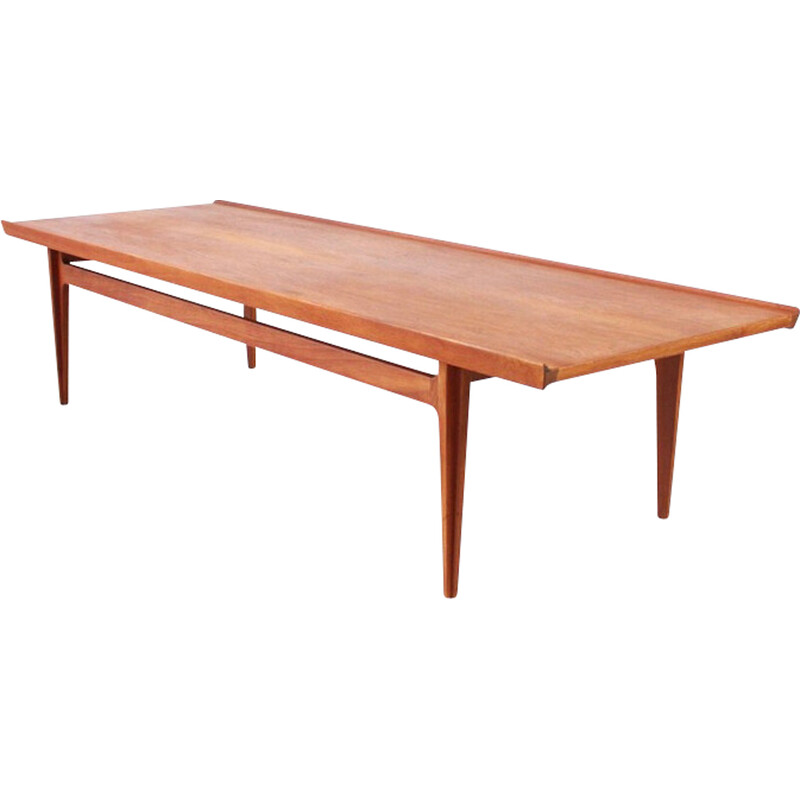 Table basse vintage en teck massif par Finn Juhl pour France et Son, Danemark 1950