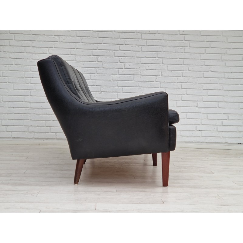 Vintage black leather sofa by Georg Thams for Vejen Polstermøbelfabrik, Denmark 1970