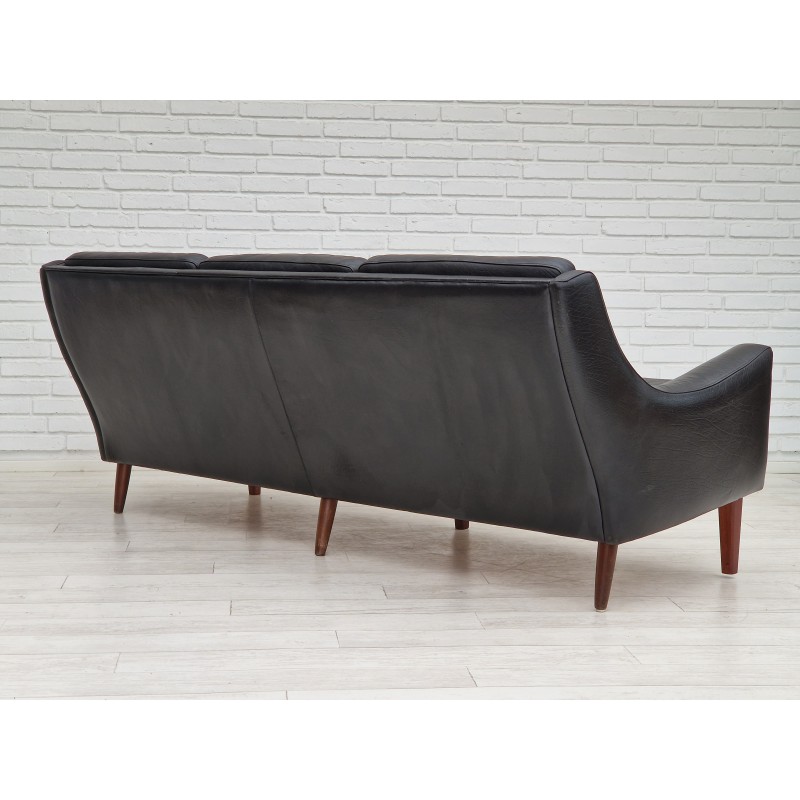 Vintage black leather sofa by Georg Thams for Vejen Polstermøbelfabrik, Denmark 1970