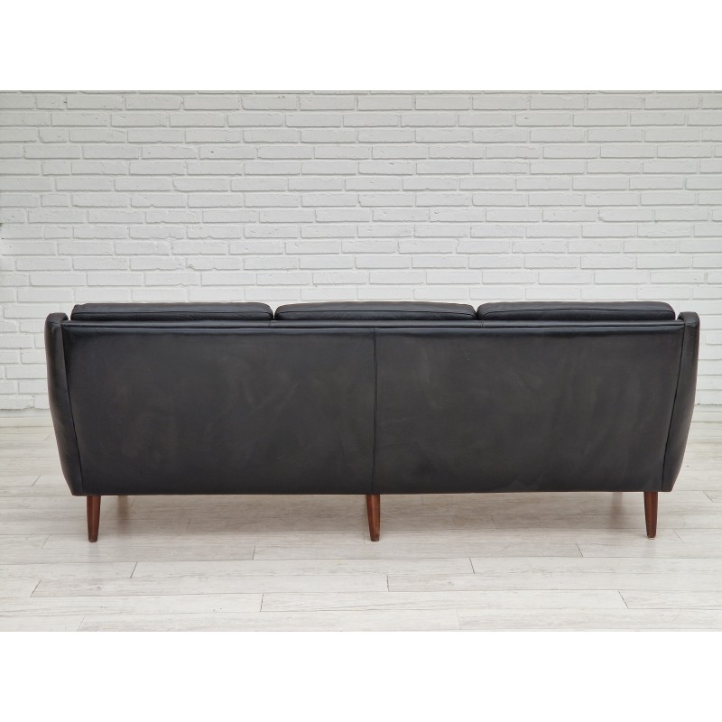 Vintage black leather sofa by Georg Thams for Vejen Polstermøbelfabrik, Denmark 1970