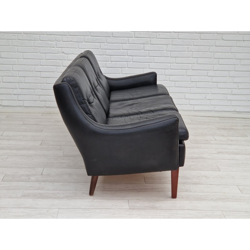 Vintage black leather sofa by Georg Thams for Vejen Polstermøbelfabrik, Denmark 1970