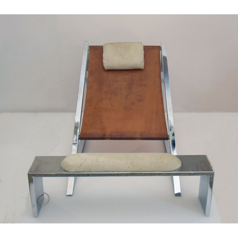 Vintage fauteuil met voetenbank Mies van Archizoom voor Poltronova, 1960