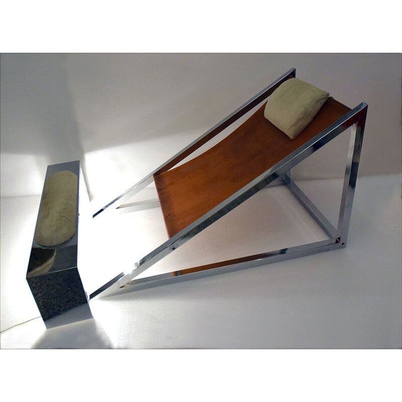 Vintage fauteuil met voetenbank Mies van Archizoom voor Poltronova, 1960