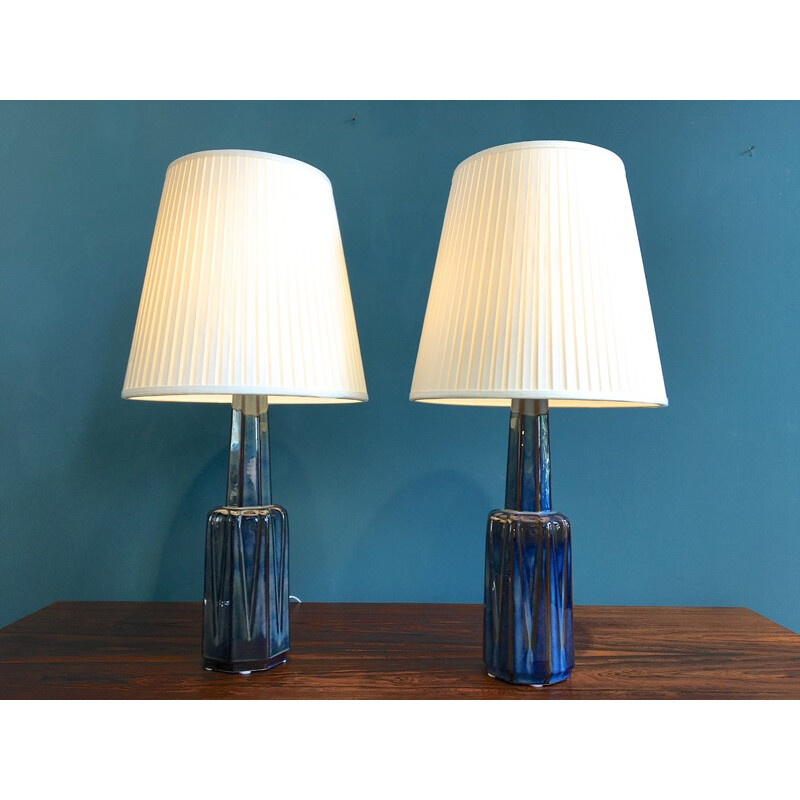 Pair of Vintage Danish Ceramic Table Lamps by Einar Johansen for Soholm - 1960S