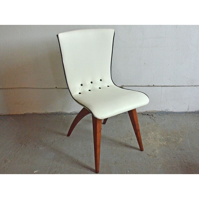 Set of 4 swivel white chairs by Van Os - 1950s