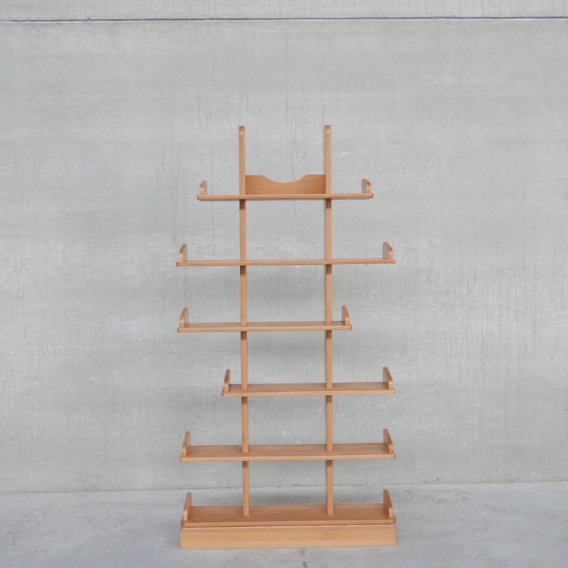 Brutalist vintage oakwood Dutch shelving, 1970s