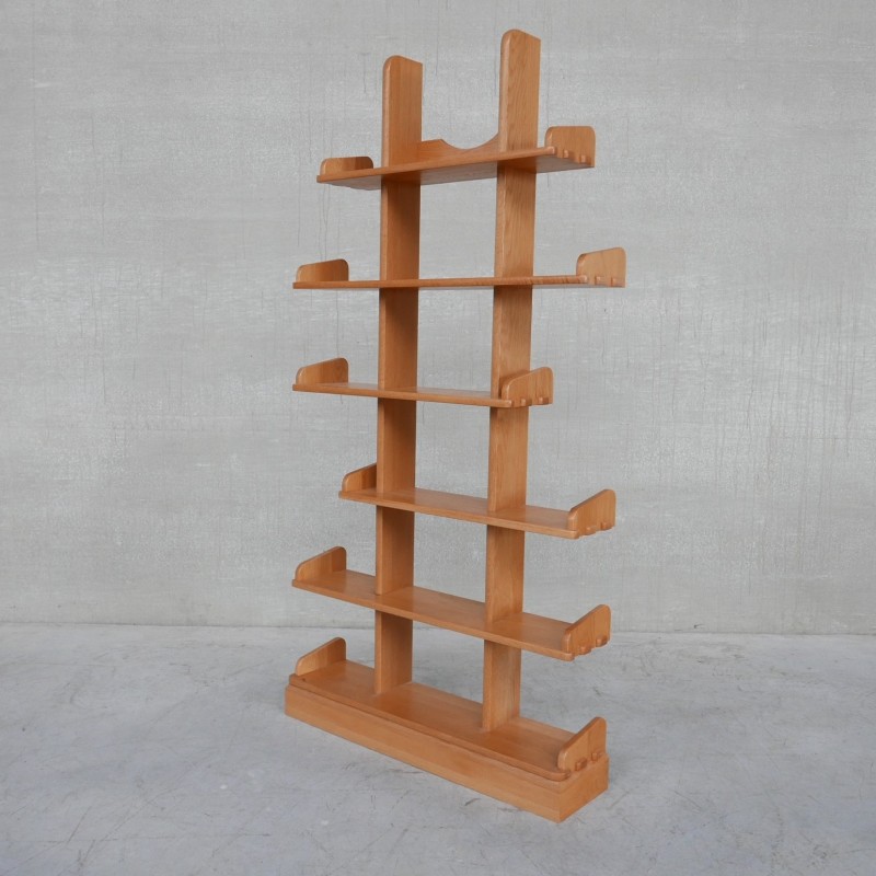 Brutalist vintage oakwood Dutch shelving, 1970s