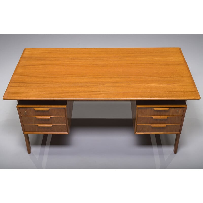 Vintage model 75 teak desk by Gunni Omann for Omann Jun Furniture Factory, 1960s