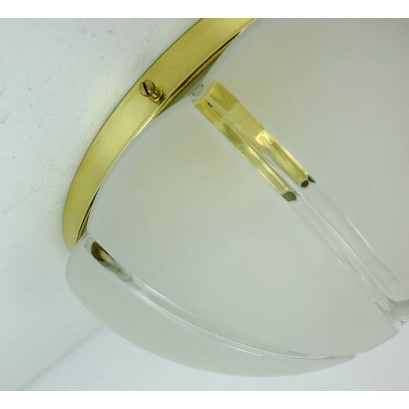 Mid century A507 ceiling lamp in glass and brass by Glashuette Limburg, 1970s