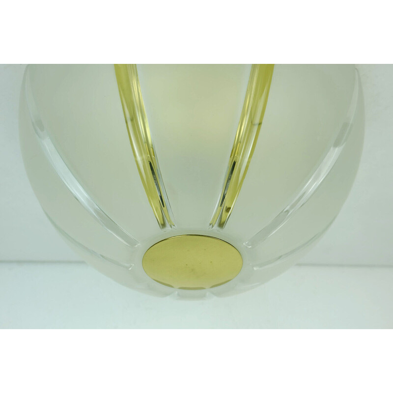 Mid century A507 ceiling lamp in glass and brass by Glashuette Limburg, 1970s