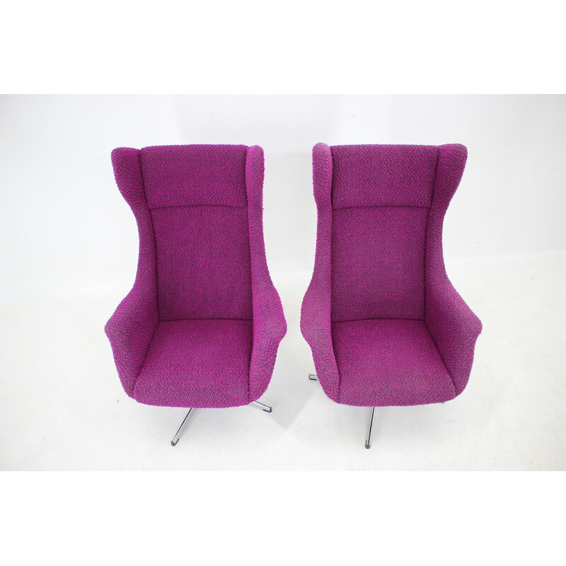 Pair of vintage armchairs "Swivel Wingback" by Miroslav Navratil, 1960