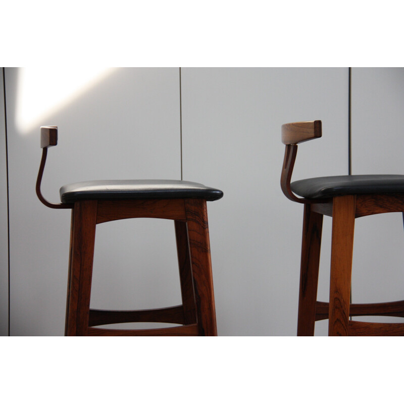 Set of 3 bar stools in rosewood by Erik Buch for Dyrlund - 1960s 