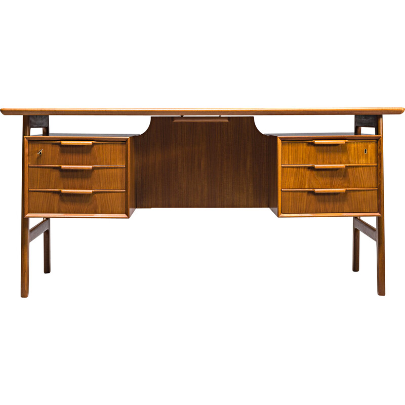 Vintage model 75 teak desk by Gunni Omann for Omann Jun Furniture Factory, 1960s