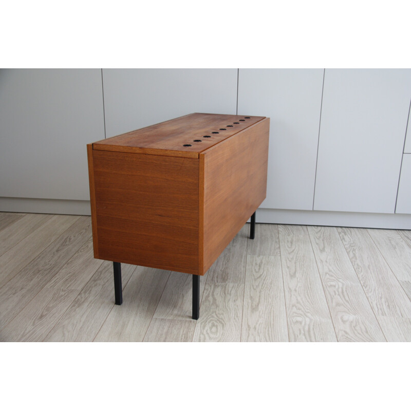 Storage box (vinyltoys) in teak by Gunther Renkel, Twen series for Rego - 1960s