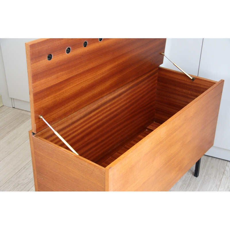 Storage box (vinyltoys) in teak by Gunther Renkel, Twen series for Rego - 1960s