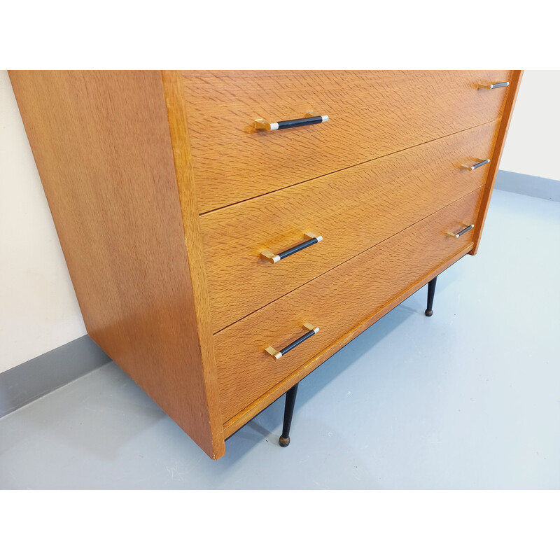 Vintage wood and black metal secretary, 1950-1960