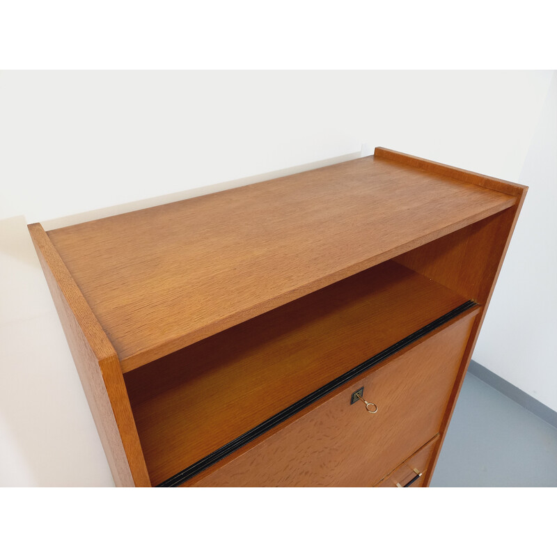 Vintage wood and black metal secretary, 1950-1960