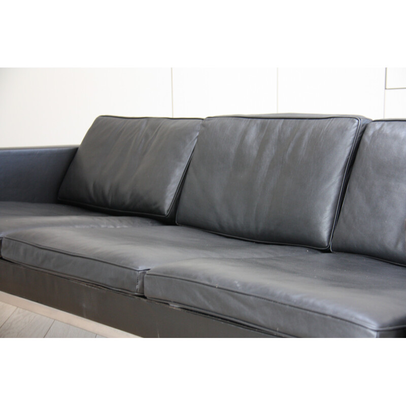 Model 6913 3-seater sofa in black leather by Hort Brüning for Kill International - 1960s