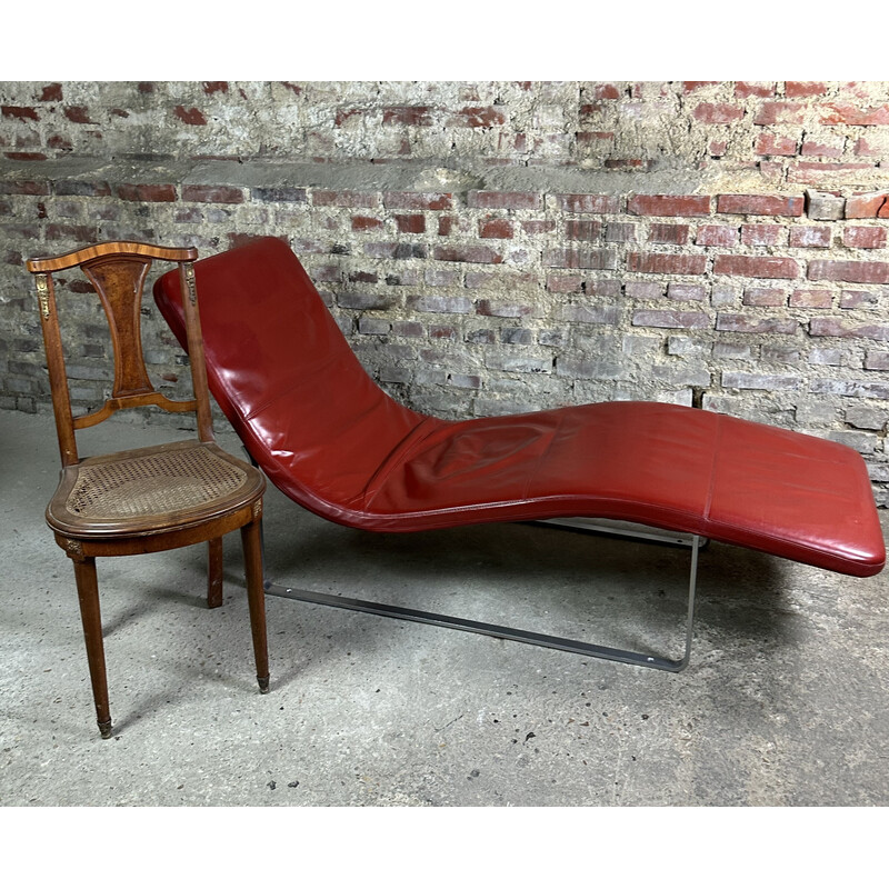 Lit de repos vintage en cuir rouge par Jeffrey Bernett pour B et B, Italie 2000