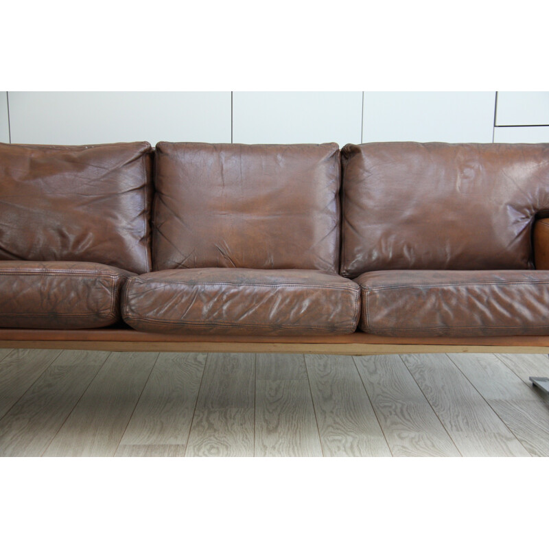 3-seater sofa in brown leather by Georg Thams for Polster Mobelfabrik - 1960s