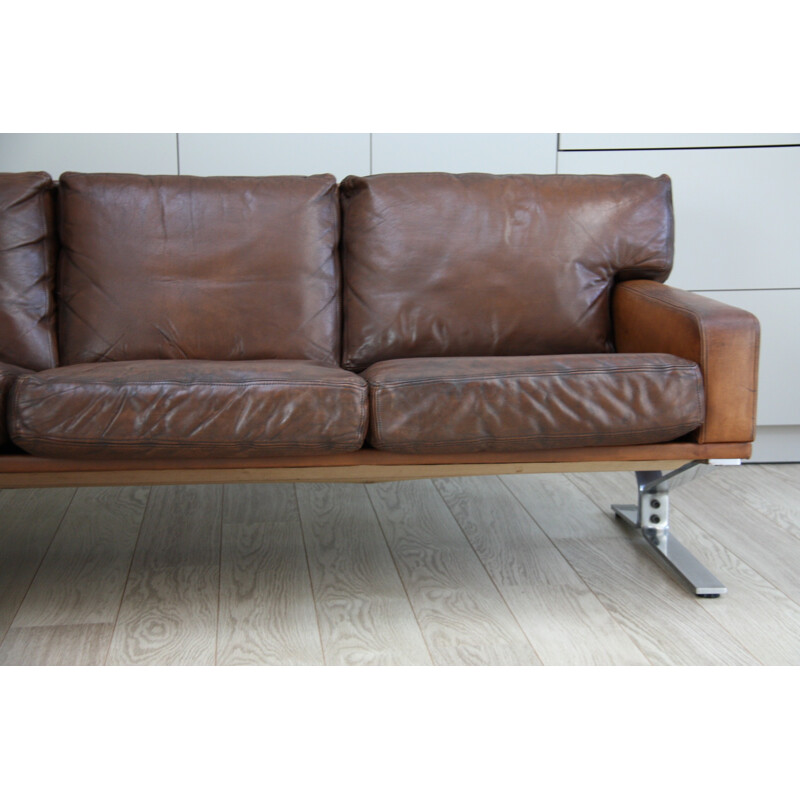 3-seater sofa in brown leather by Georg Thams for Polster Mobelfabrik - 1960s